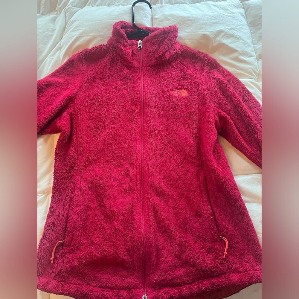 North Face size small zip up pink jacket